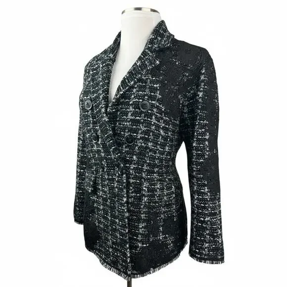 Chico's Tweed Lace Embroidered Metallic Cardigan Jacket Sweater Blazer Size 3 XL - Picture 16 of 16